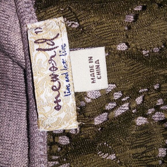 One World Knit Top Plus Size 1X Green Crochet Studded Bling Long Sleeve Boho - Picture 9 of 9